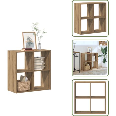 The Living Store Bibliothèque chêne artisanal 68,5x32x68,5 cm bois d'ingénierie - Bibliothèque - Meuble Rangement - Étagère - Bibliothèque Design - Bibliothèque Rustique