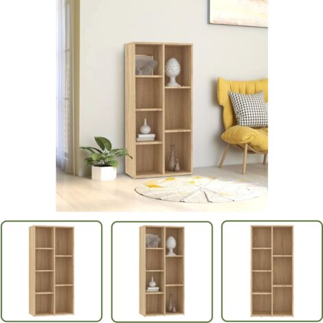 The Living Store Bibliothèque Chêne Sonoma 50x25x106 cm Bois d’ingénierie - Bibliothèque Murale - Bibliothèque Rangement - Bibliothèque Moderne - Bibliothèque Chêne - Meuble Rangement