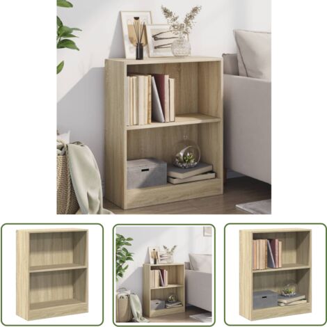 The Living Store Bibliothèque Chêne sonoma 60x24x76 cm Bois d'ingénierie - Bibliothèque Murale - Étagère Rangement - Meuble Salle À Manger - Bibliothèque Design - Bibliothèque Rustique