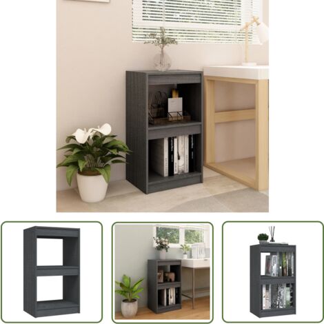 The Living Store Bibliothèque Gris 40x30x71,5 cm Bois de pin massif - Bibliothèque - Étagère - Meuble De Salon - Rangement - Bois De Pin