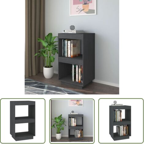 The Living Store Bibliothèque Gris 40x35x71 cm Bois de pin massif - Bibliothèque - Meuble De Rangement - Bibliothèque En Bois - Étagère - Mobilier Intérieur