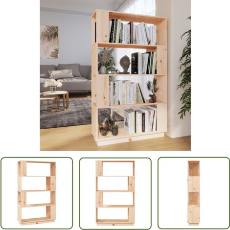 The Living Store Bibliothèque/Séparateur de pièce 80x25x132 cm Pin solide - Bibliothèque - Bibliothèque Design - Meuble Rangement - Étagère Bois - Séparateur Pièce