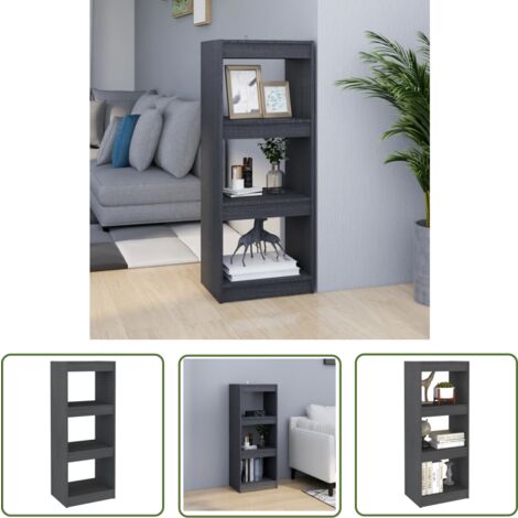 The Living Store Bibliothèque/Séparateur de pièce Gris 40x30x103,5 cm Pin massif - Bibliothèque - Meuble De Rangement - Étagère - Séparateur De Pièce - Bibliothèque Grise