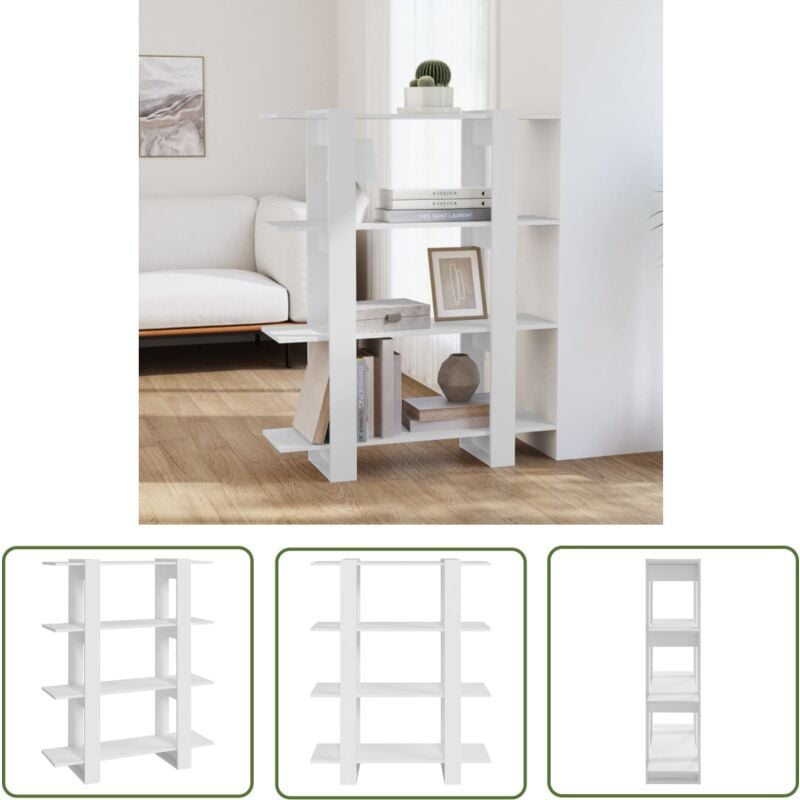 The Living Store Bibliothèque/Séparateur de pièce Blanc 100x30x123,5 cm - Bibliothèque Blanche - Meuble Rangement - Étagère Salle À Manger