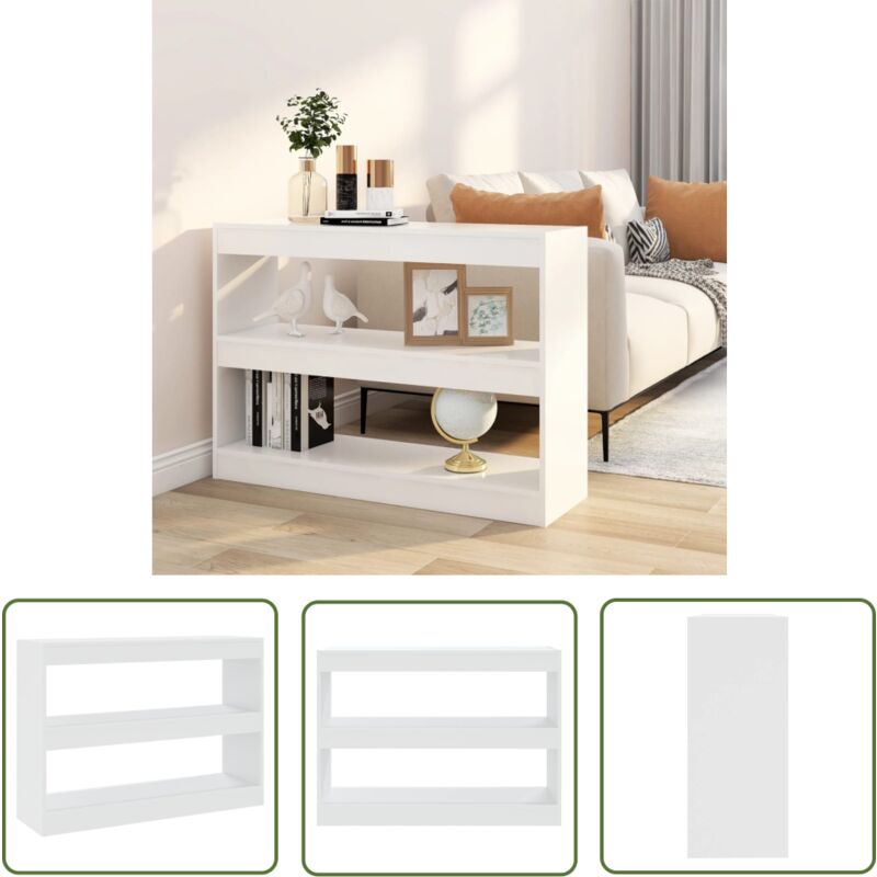 The Living Store - Bibliothèque/Séparateur de pièce Blanc 100x30x72 cm - Bibliothèque Blanche - Bibliothèque Moderne - Meuble Rangement - Étagère