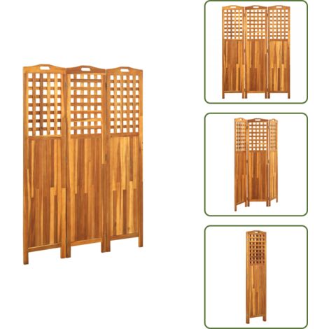 The Living Store Biombo de 3 paneles madera maciza de acacia 121x2x170 cm - Separador de ambientes