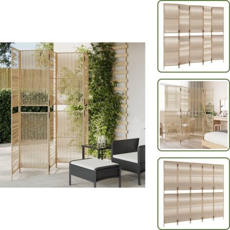 The Living Store Biombo de 5 paneles ratán sintético beige - Biombo sintético