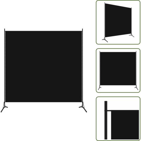 The Living Store Biombo de tela negro 175x180 cm - Biombo de tela