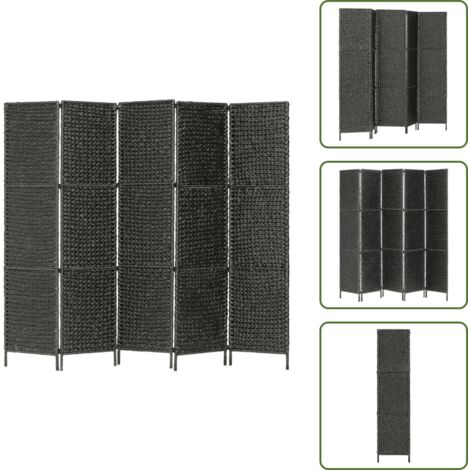 The Living Store Biombo divisor 5 paneles jacinto de agua negro 193x160 cm - Biombo decorativo