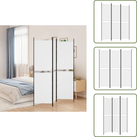 The Living Store Biombo divisor de 3 paneles de tela blanco 150x180 cm - Biombo de tela