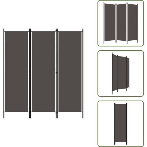 The Living Store Biombo divisor de 3 paneles gris antracita 150x180 cm - Pantalla de privacidad