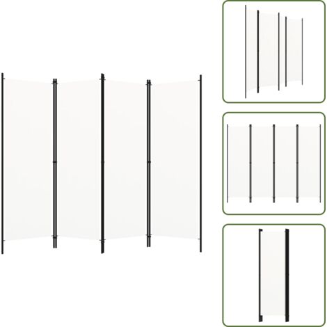 The Living Store Biombo divisor de 4 paneles blanco 200x180 cm - Pantalla de privacidad