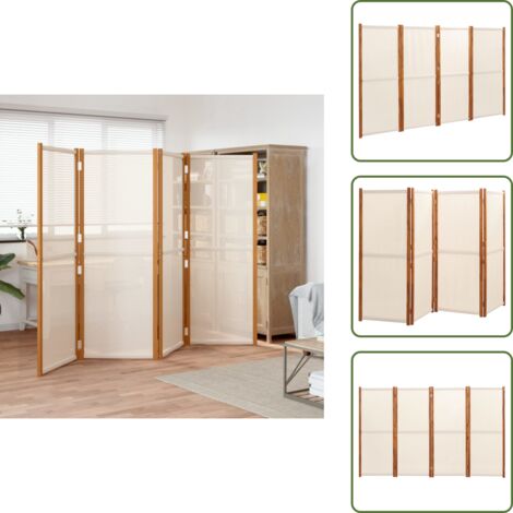 The Living Store Biombo divisor de 4 paneles blanco crema 280x180 cm - Biombo decorativo