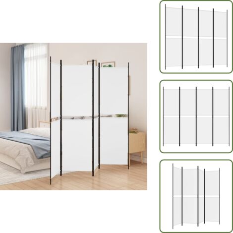 The Living Store Biombo divisor de 4 paneles de tela blanco 200x180 cm - Biombo de tela