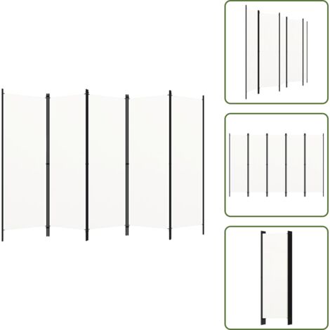 The Living Store Biombo divisor de 5 paneles blanco 250x180 cm - Pantalla de privacidad