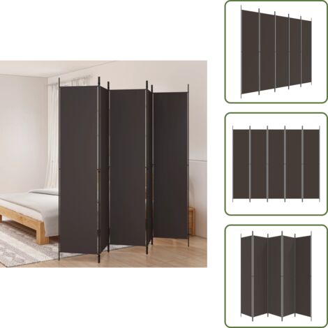 The Living Store Biombo divisor de 5 paneles de tela marrón 250x220 cm - Biombo de tela