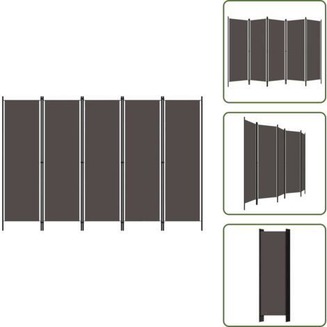 The Living Store Biombo divisor de 5 paneles gris antracita 250x180 cm - Pantalla de privacidad