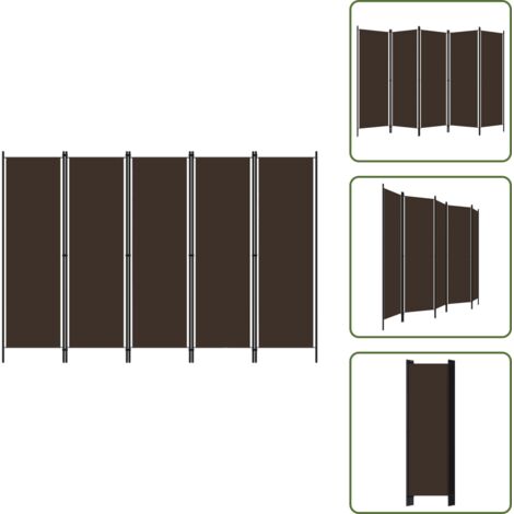 The Living Store Biombo divisor de 5 paneles marrón 250x180 cm - Pantalla de privacidad