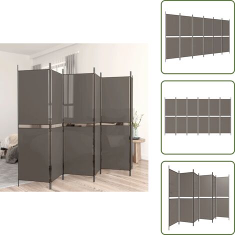 The Living Store Biombo divisor de 6 paneles de tela gris antracita 300x180 cm - Biombo de tela
