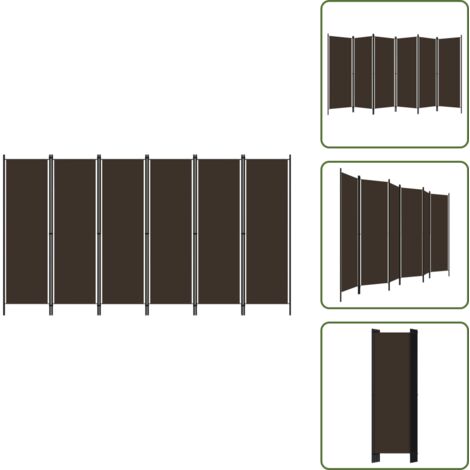 The Living Store Biombo divisor de 6 paneles marrón 300x180 cm - Biombo de pie