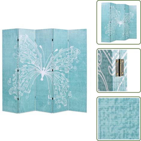 The Living Store Biombo divisor plegable 200x170 cm mariposa azul - Separador de ambientes