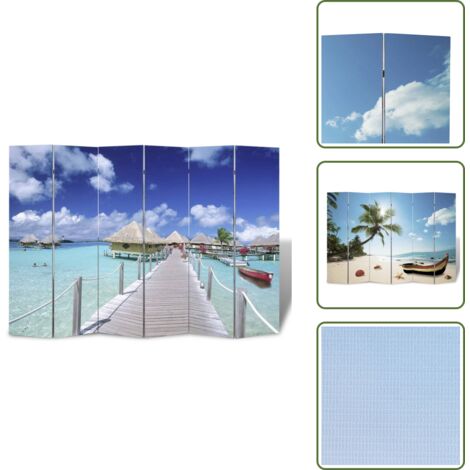 The Living Store Biombo divisor plegable Playa 217x170 cm - Biombo plegable
