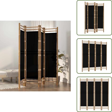 The Living Store Biombo plegable de 4 paneles bambú y lona 160 cm - Biombo bambú