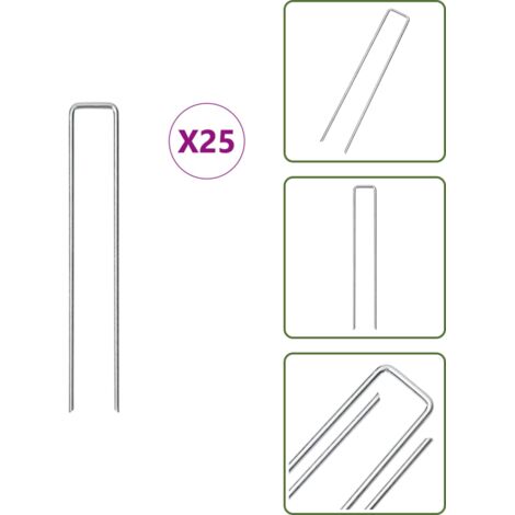 The Living Store Bodenanker 25 Stk. U-Form 20x3,5 cm Verzinkter Stahl - Erdhaken