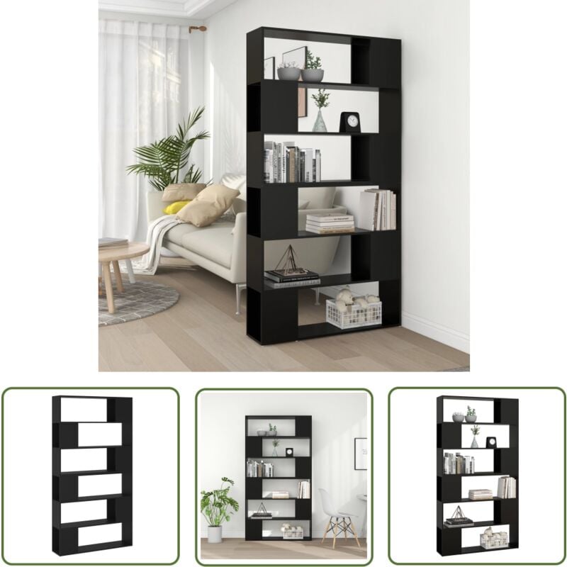 The Living Store - Bibliothèque/Séparateur de pièce Noir 100x24x188 cm - Bibliothèque - Meuble De Rangement - Étagère - Séparateur De Pièce