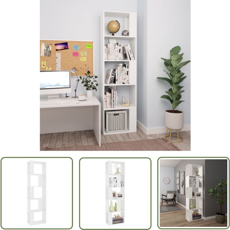 The Living Store - Bibliothèque/Séparateur de pièce Blanc Bois d'ingénierie - Bibliothèque Blanche - Bibliothèque Moderne - Étagère Murale