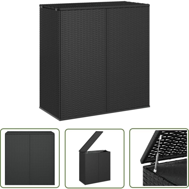 Boîte à coussins de jardin Résine tressée 100x49x103,5 cm Noir - Coffre De Jardin - Rangement Extérieur - Boîte à Coussins - Meuble De Jardin