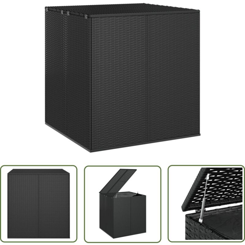 Boîte à coussins de jardin Résine tressée 100x97,5x104 cm Noir - Coffre De Jardin - Rangement Extérieur - Boîte à Coussins - Meuble De Jardin