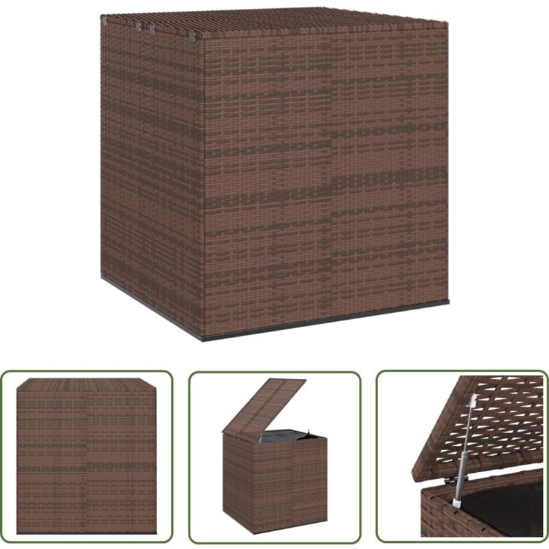 Boîte à coussins de jardin Résine tressée 100x97,5x104cm Marron - Coffre De Jardin - Rangement Extérieur - Boîte à Coussins - Meuble De Jardin