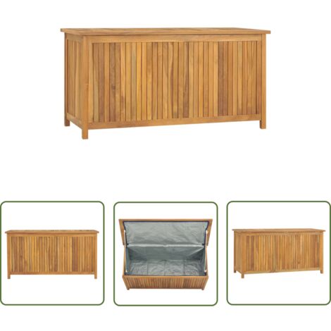 The Living Store Boîte de jardin 114x50x58 cm Bois massif de teck - Boîte De Jardin - Coffre De Jardin - Rangement Extérieur - Bois De Teck - Meuble De Jardin