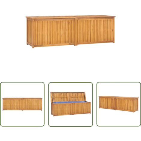 The Living Store Boîte de jardin 175x50x55 cm Bois massif de teck - Coffre De Jardin - Rangement Extérieur - Meuble De Jardin - Bois De Teck - Résistant Aux Intempéries
