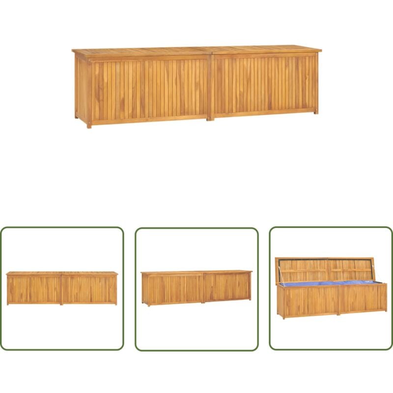 Boîte de jardin 200x50x55 cm Bois massif de teck - Coffre De Jardin - Rangement Extérieur - Meuble De Jardin - Bois De Teck - Résistant Aux