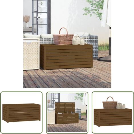 The Living Store Boîte de jardin marron miel 101x50,5x46,5 cm bois massif de pin - Coffre De Jardin - Rangement Extérieur - Meuble De Jardin - Coffre De Rangement - Bois Massif