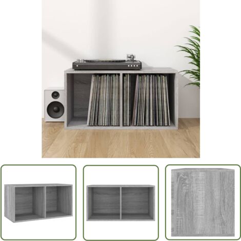 The Living Store Boîte de rangement à disques vinyle Sonoma gris 71x34x36 cm - Boîte De Rangement Disque Vinyle - Meuble Rangement Musique - Étagère Vinyl - Support Lp - Rangement Vinlyle