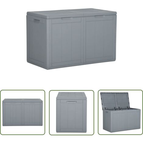 The Living Store Boîte de rangement de jardin 180 L Gris PP Rotin - Coffre De Rangement Jardin - Rangement Exterieur - Boite De Rangement - Meuble De Jardin - Résiste Aux Intempéries