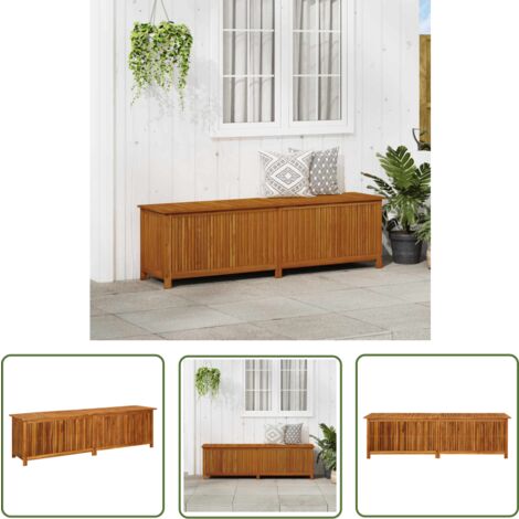 The Living Store Boîte de rangement de jardin 200x50x58 cm Bois d'acacia solide - Boîte De Rangement Jardin - Coffre De Jardin - Rangement Extérieur - Meuble De Jardin - Acacia