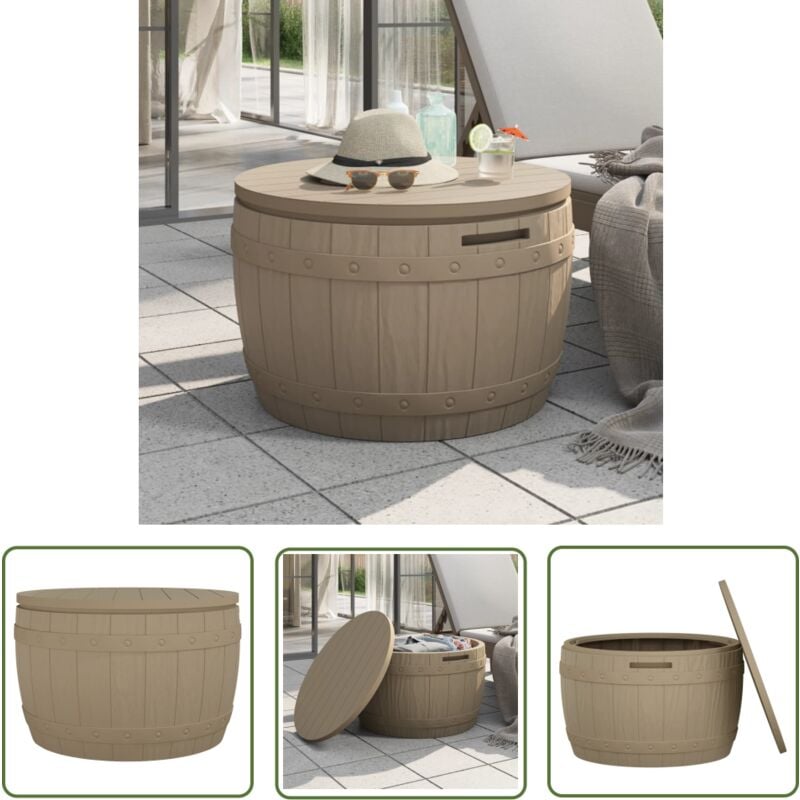 Boîte de rangement de jardin 3 en 1 marron clair polypropylène - Coffre De Jardin - Rangement Extérieur - Meuble De Jardin - Boîte De Rangement