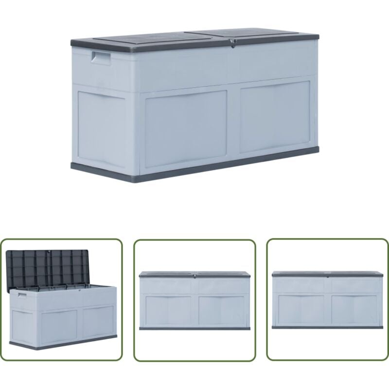 Boîte de rangement de jardin 320 l Gris Noir - Boîte De Rangement Jardin - Coffre De Jardin - Rangement Exterieur - Rangement Patio - Coffre De