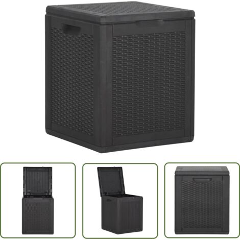 The Living Store Boîte de rangement de jardin 90 L Noir PP Rotin - Boîte De Rangement Jardin - Coffre De Rangement Extérieur - Rangement Jardin - Meuble De Jardin - Résiste Aux Intempéries