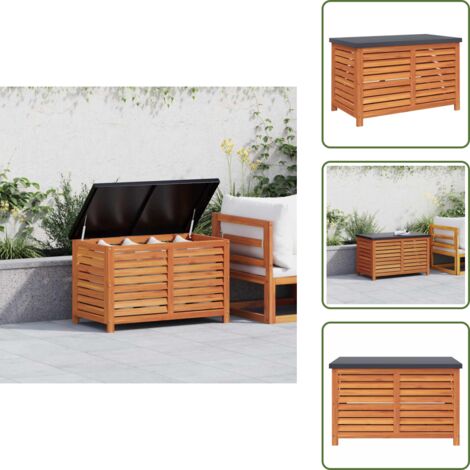 The Living Store Boîte de rangement de jardin 90x48x55 cm bois d'eucalyptus - Rangement jardin