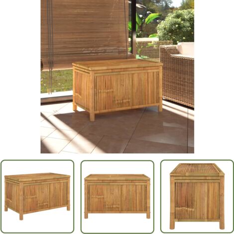 The Living Store Boîte de rangement de jardin 90x52x55 cm Bambou - Coffre De Jardin - Rangement Extérieur - Boîte De Rangement - Meuble De Jardin - Bambou
