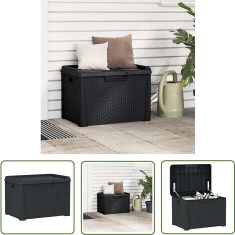 The Living Store Boîte de rangement de jardin anthracite 125 L PP - Coffre De Jardin - Rangement Extérieur - Boîte De Rangement - Meuble De Jardin - Boîte De Rangement Étanche
