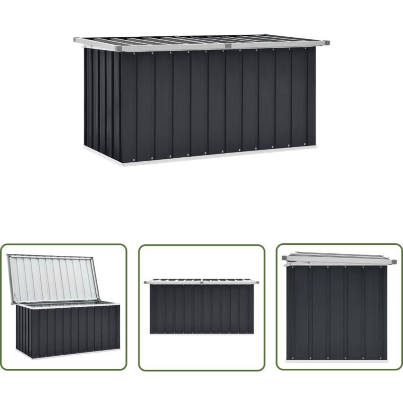 Boîte de rangement de jardin Anthracite 129x67x65 cm - Boîte De Rangement Jardin - Coffre De Jardin - Rangement Extérieur - Coffre De Jardin