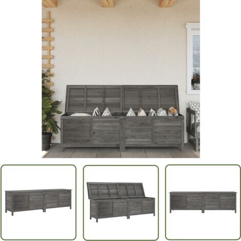 The Living Store Boîte de rangement de jardin anthracite bois massif de sapin - Boîte De Rangement Jardin - Coffre De Jardin - Rangement Extérieur - Meuble De Jardin - Bois Massif