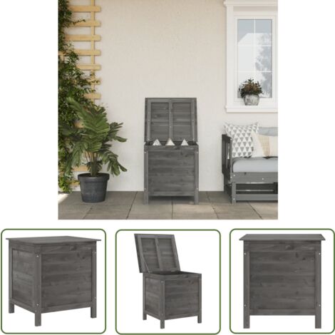 The Living Store Boîte de rangement de jardin anthracite bois massif de sapin - Boîte De Rangement Jardin - Coffre De Jardin - Rangement Extérieur - Rangement Bois - Meuble De Jardin