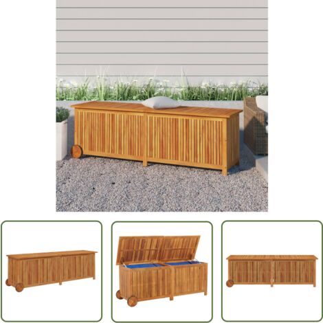 The Living Store Boîte de rangement de jardin avec roues 150x50x58cm bois acacia - Coffre De Jardin - Rangement Exterieur - Coffre De Rangement - Meuble De Jardin - Mobilier De Jardin